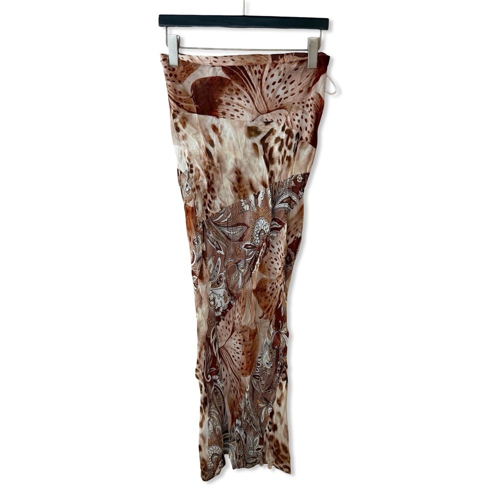 RETROFETE Aubree Skirt Brown Animal Print Maxi Skirt sheer AS IS sz XS - Picture 5 of 14